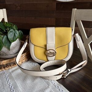 Coach Georgie Saddle Bag Crossbody with Gold Accents pebble leather
